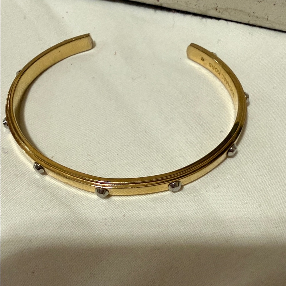 Michael Kors Gold-Tone Cuff Bracelet with Silver Stud Accents